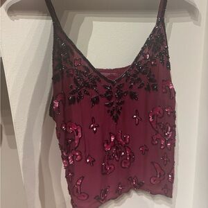 Hand-Beaded Silk Top